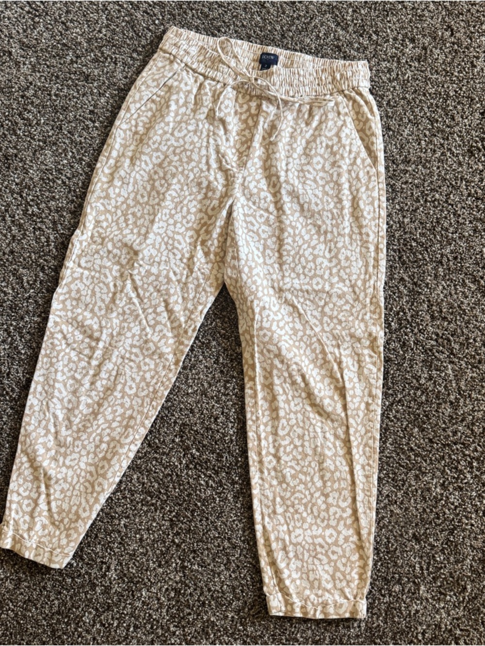 J. Crew Beige and White Leopard Print Capris